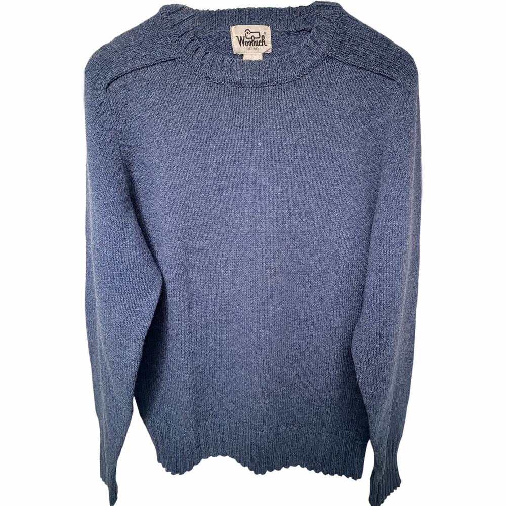 Woolrich 100% Wool Crewneck Sweater Men's Medium Blue Knit